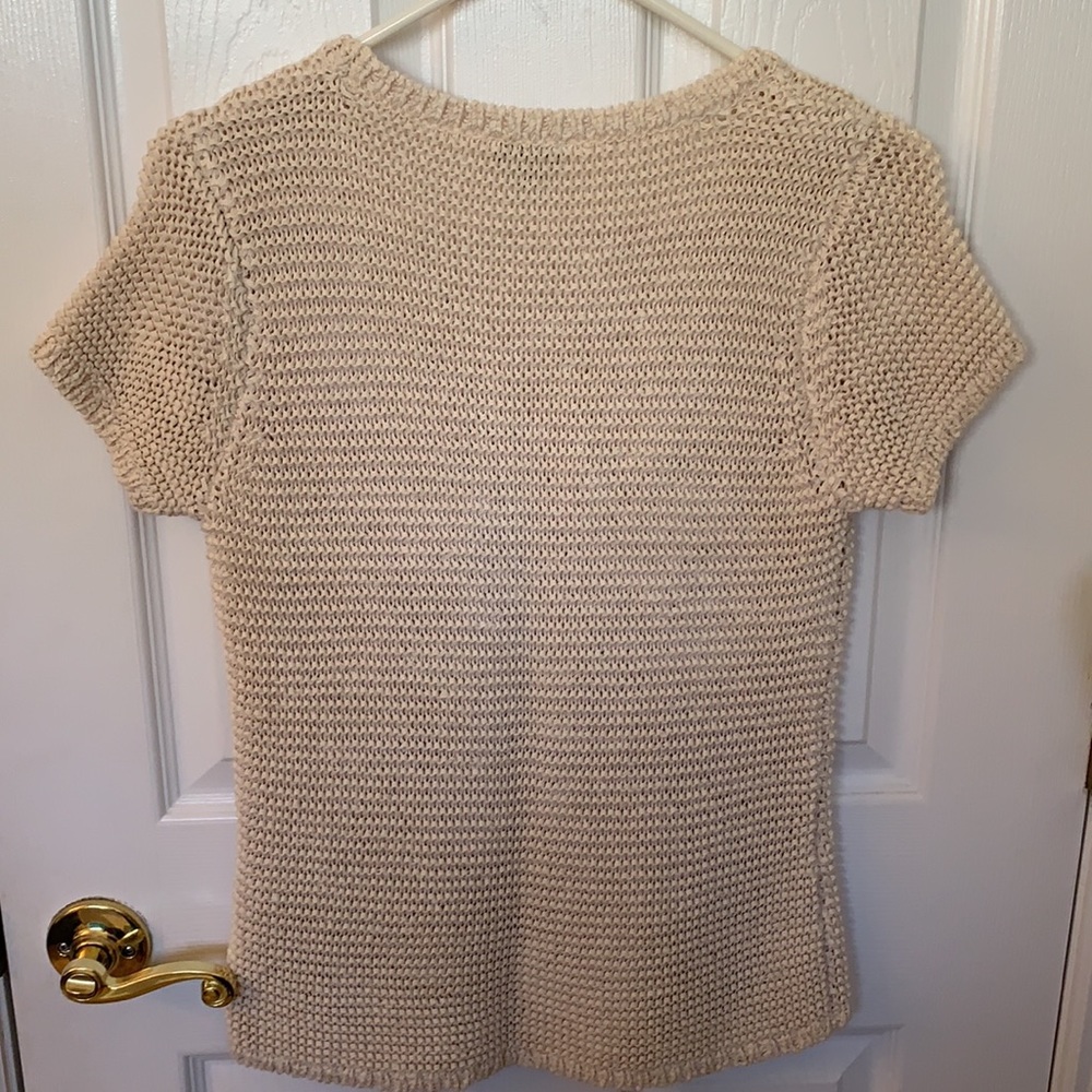 Talbots Petites Sweater Cream Knit Short Sleeve - Picture 8 of 8